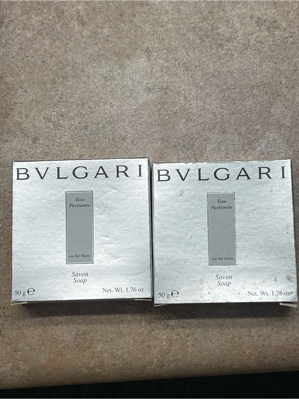 Bulgari Au Thé Blanc Women's Scented Soap - White two boxes new